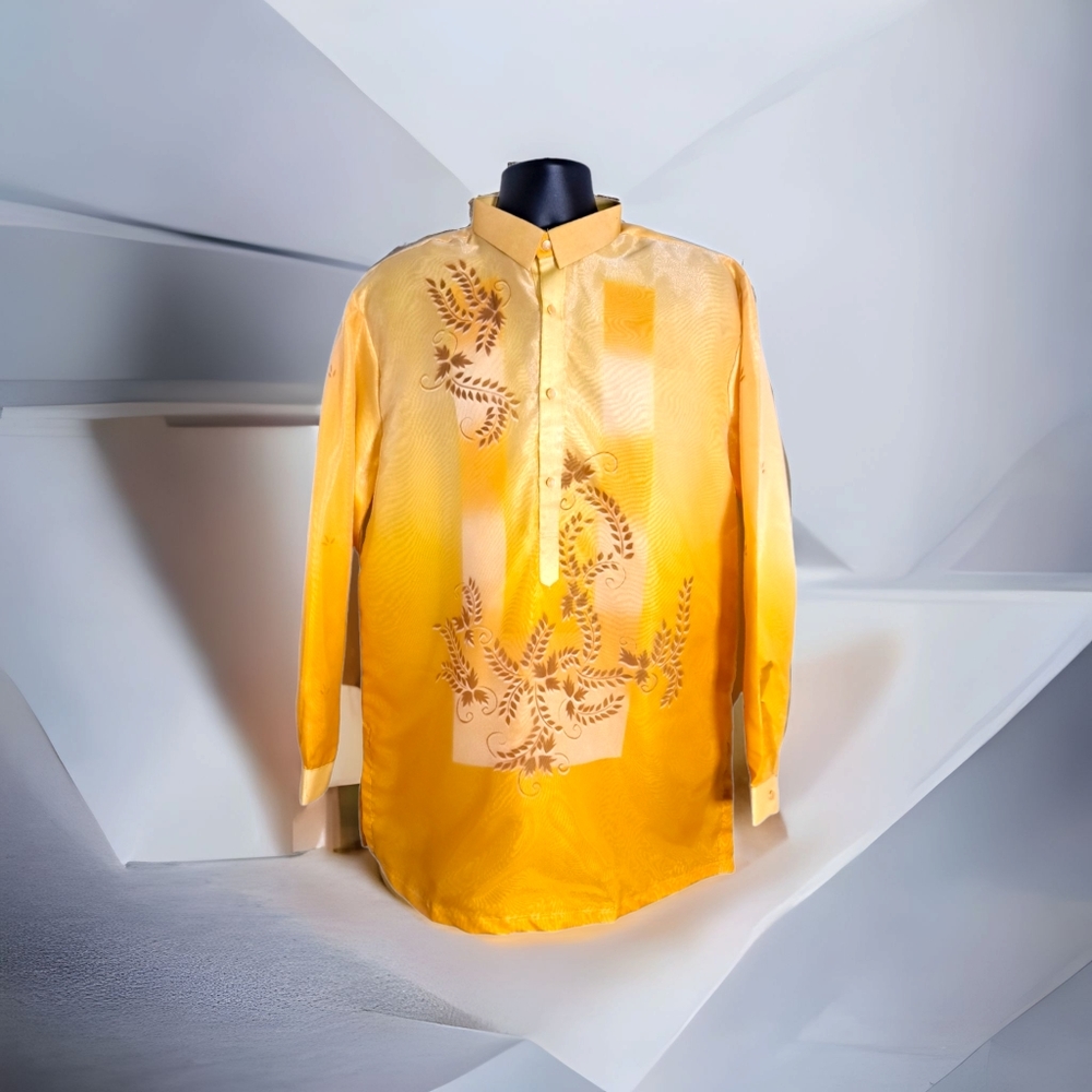 Hand dyed & Handpainted Monochromatic Men's Barong Tagalog